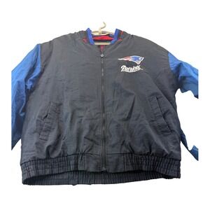 Pro Line Jacket Mens L Blue New England Patriots Thick Puffer Vintage Full Zip